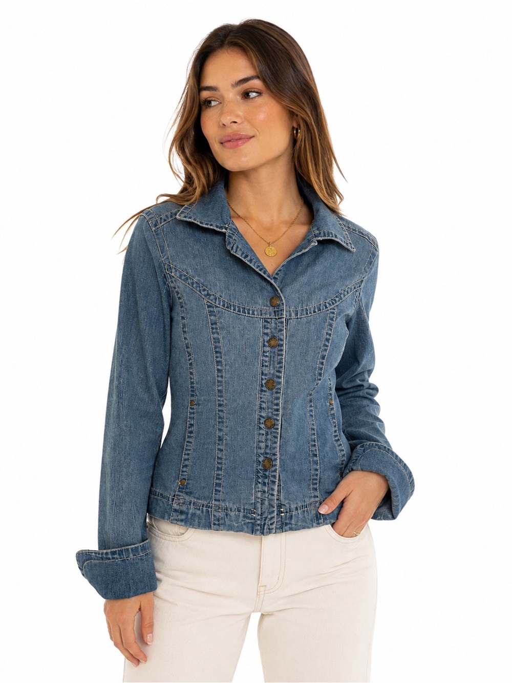 Y2K Live a Little Denim Jacket Large Western Corset Style